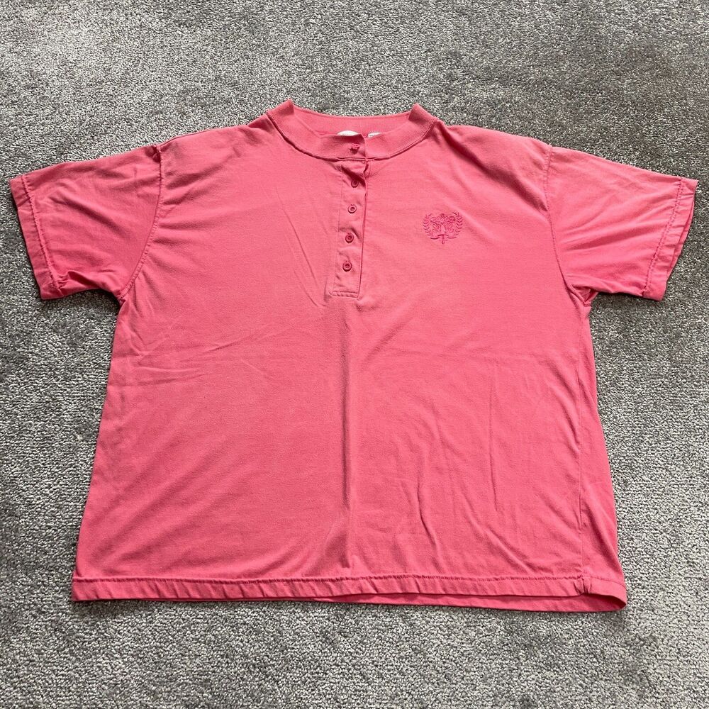 Honors Plus Polo Shirt Womens 22W Pink Short Sleeve Band Collar Embroidered Logo